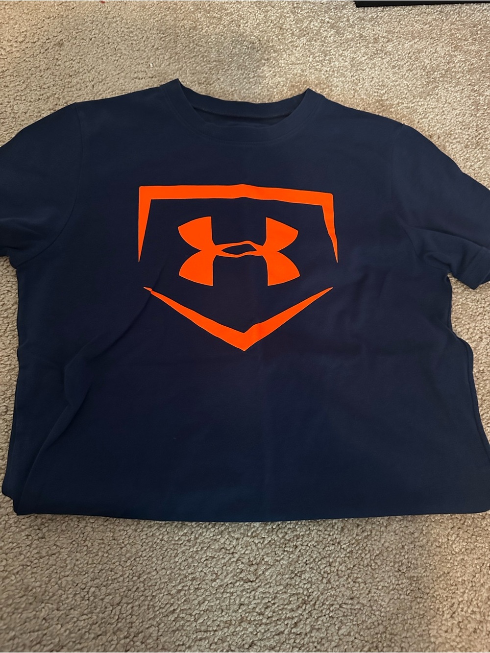 Under Armour Navy Short Sleeve Tee with Bright Orange Logo